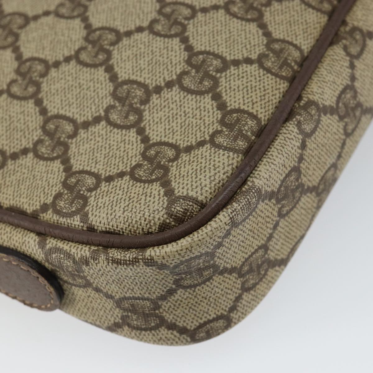 GUCCI GG Canvas Shoulder Bag PVC Leather Beige Auth sw1583