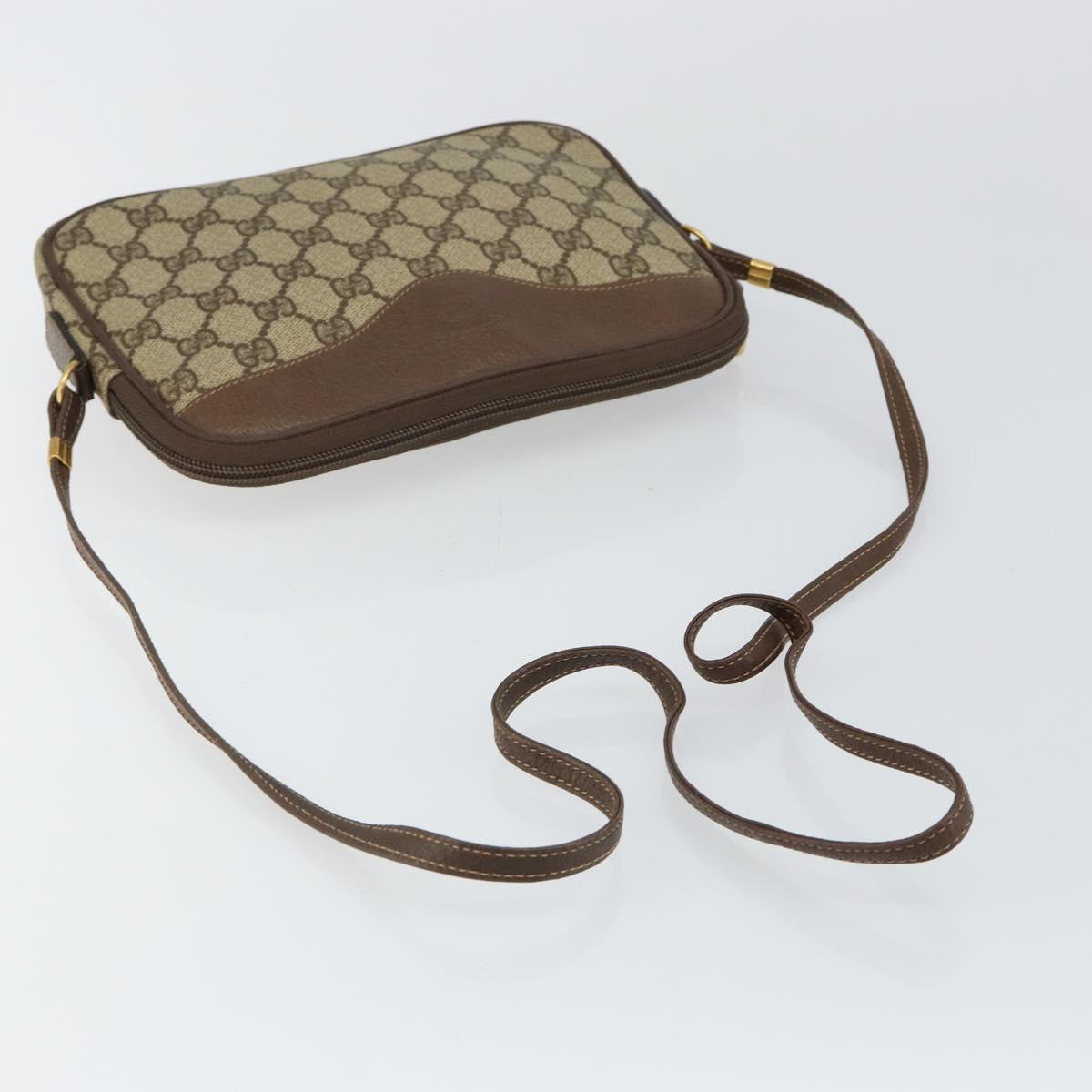 GUCCI GG Canvas Shoulder Bag PVC Leather Beige Auth sw1583