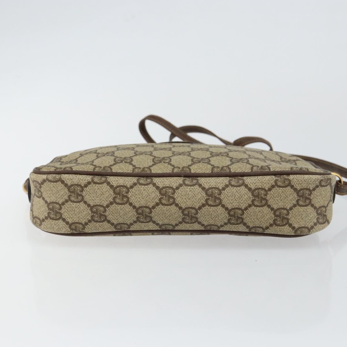 GUCCI GG Canvas Shoulder Bag PVC Leather Beige Auth sw1583