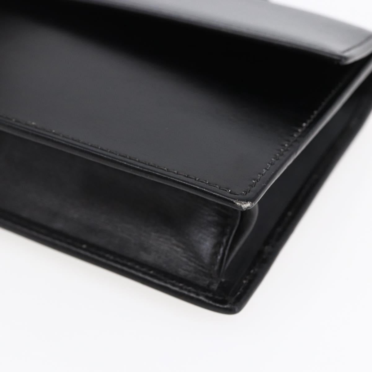 CELINE Hand Pouch Bag Leather Black Auth sw1588