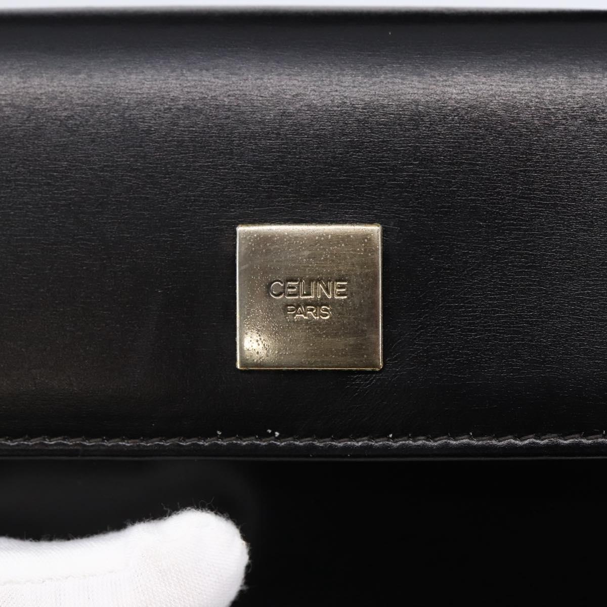 CELINE Hand Pouch Bag Leather Black Auth sw1588