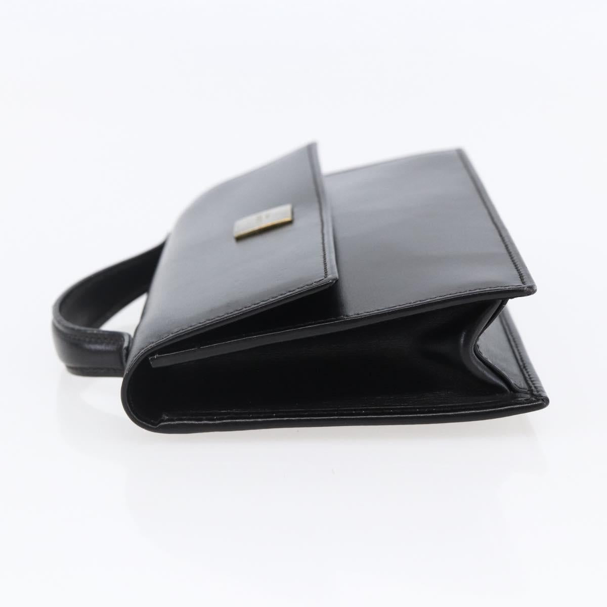 CELINE Hand Pouch Bag Leather Black Auth sw1588