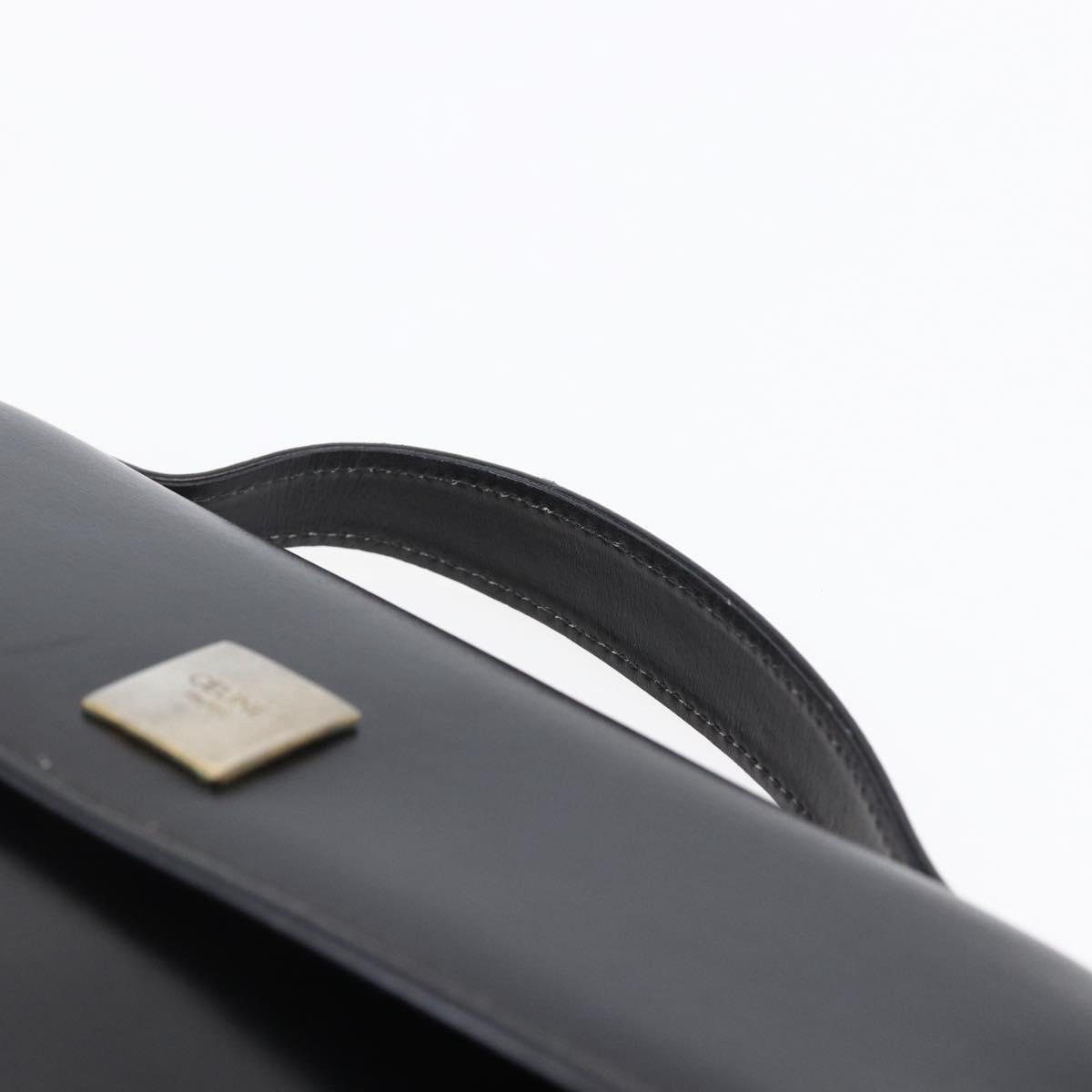 CELINE Hand Pouch Bag Leather Black Auth sw1588