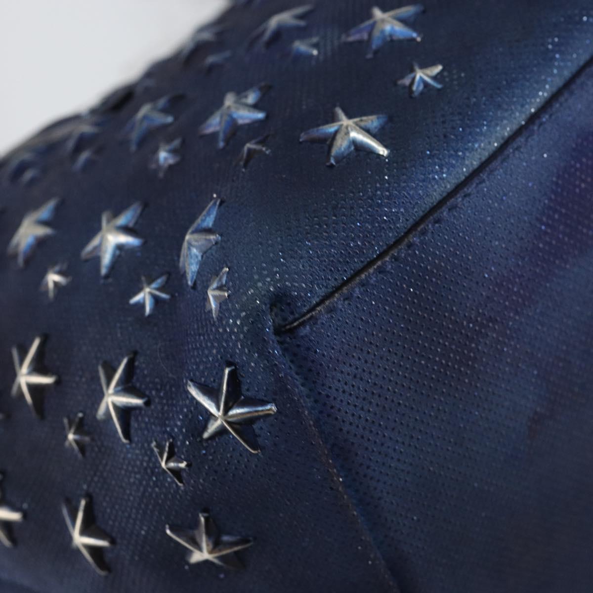 Jimmy Choo Studs Tote Bag Coated Canvas Blue Auth sw1589