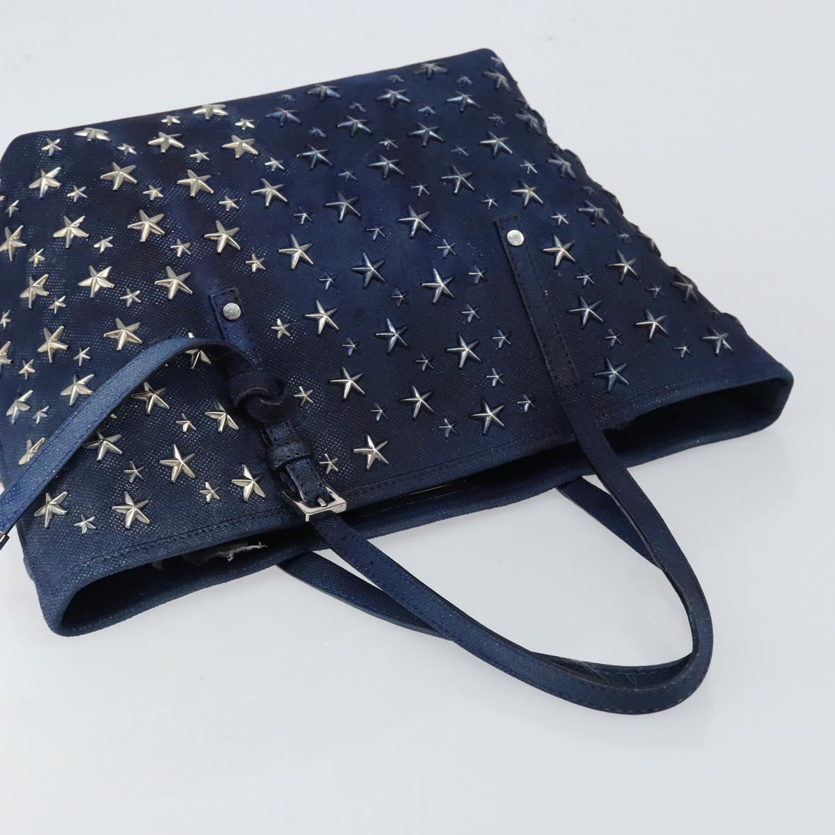 Jimmy Choo Studs Tote Bag Coated Canvas Blue Auth sw1589