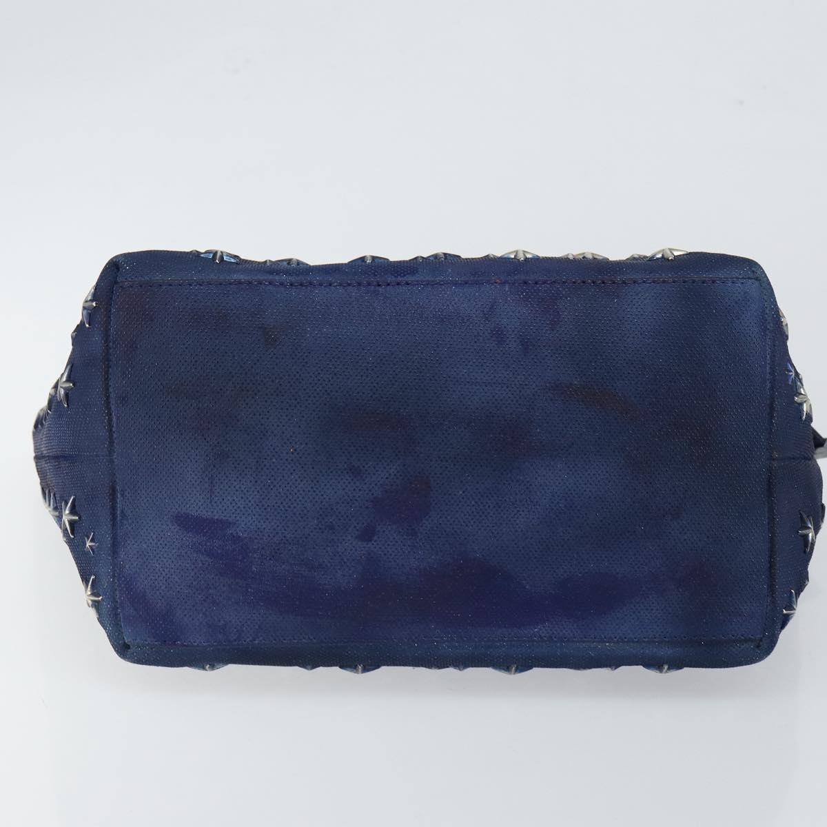 Jimmy Choo Studs Tote Bag Coated Canvas Blue Auth sw1589