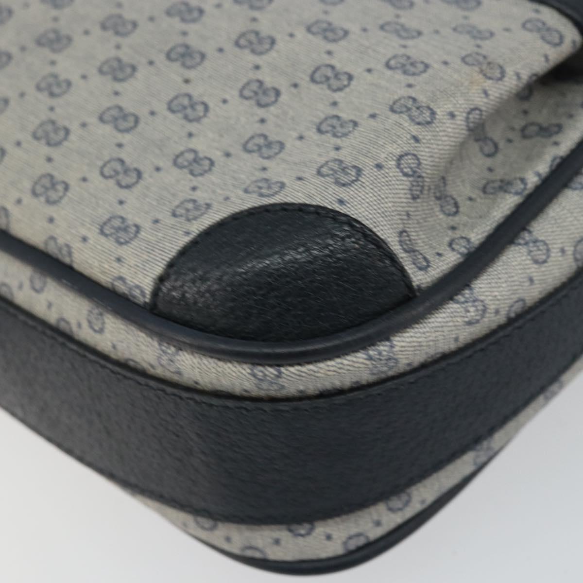 GUCCI Micro GG Canvas Shoulder Bag PVC Leather Navy Auth sw1590