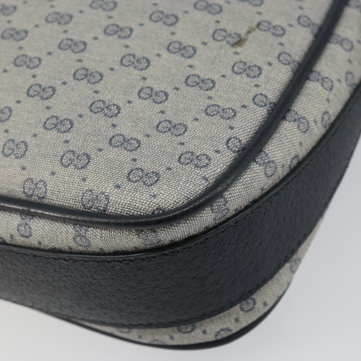 GUCCI Micro GG Canvas Shoulder Bag PVC Leather Navy Auth sw1590