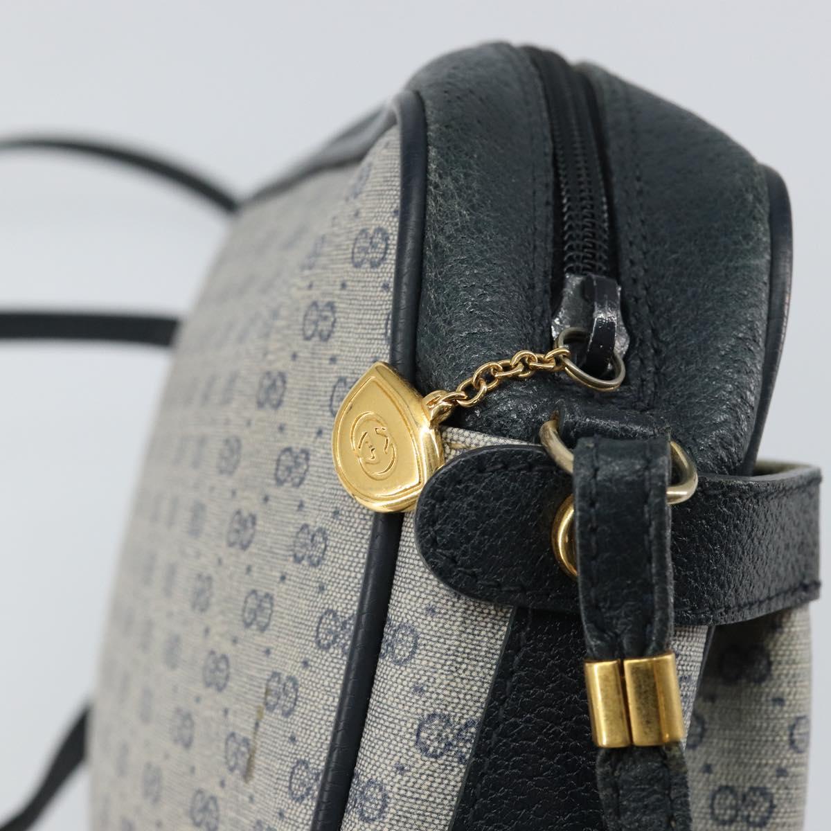 GUCCI Micro GG Canvas Shoulder Bag PVC Leather Navy Auth sw1590