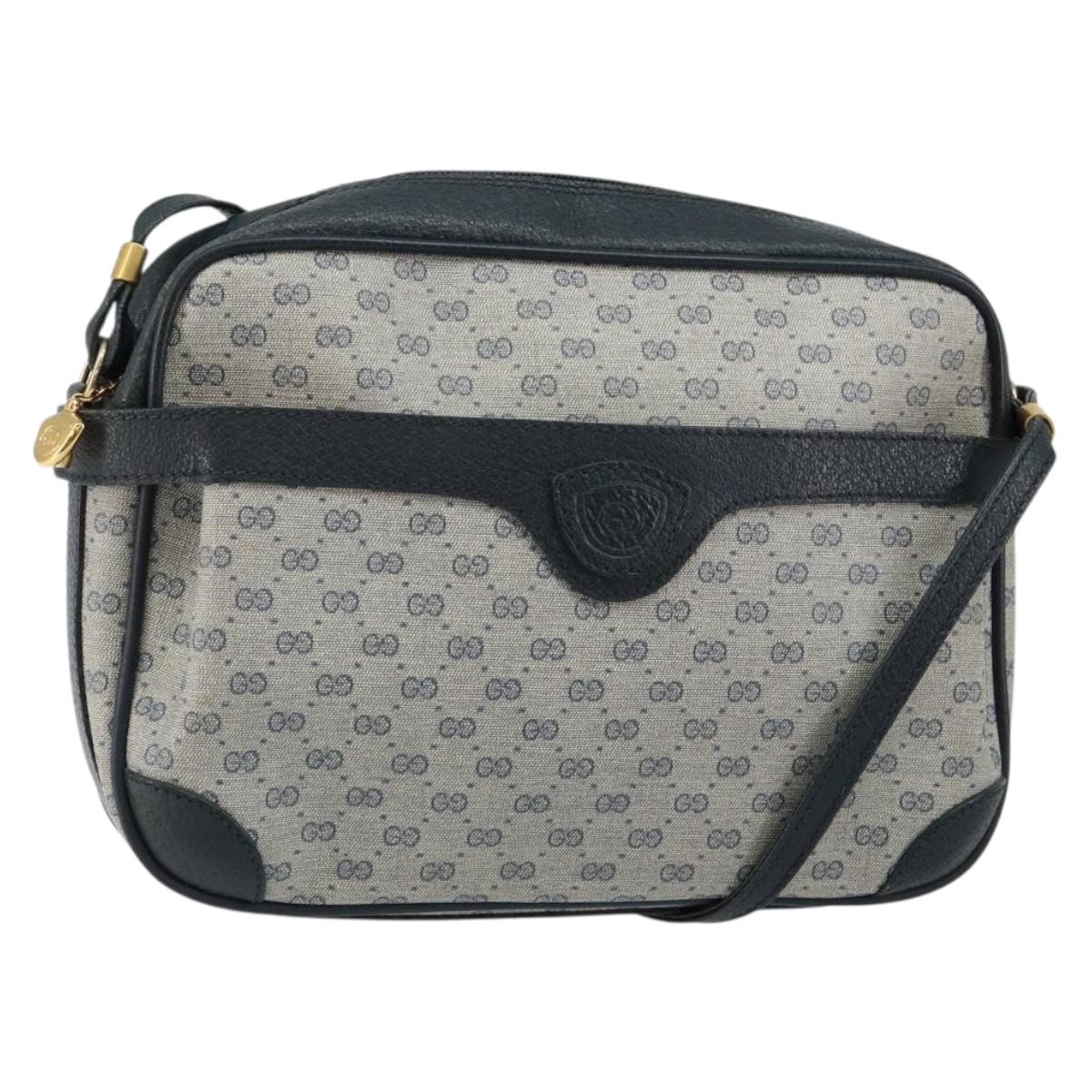 GUCCI Micro GG Canvas Shoulder Bag PVC Leather Navy Auth sw1590