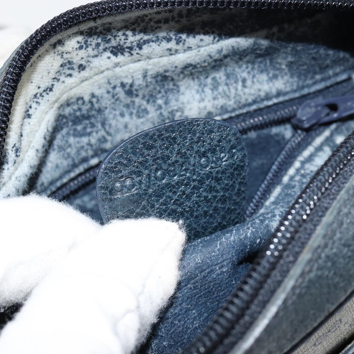 GUCCI Micro GG Canvas Shoulder Bag PVC Leather Navy Auth sw1590