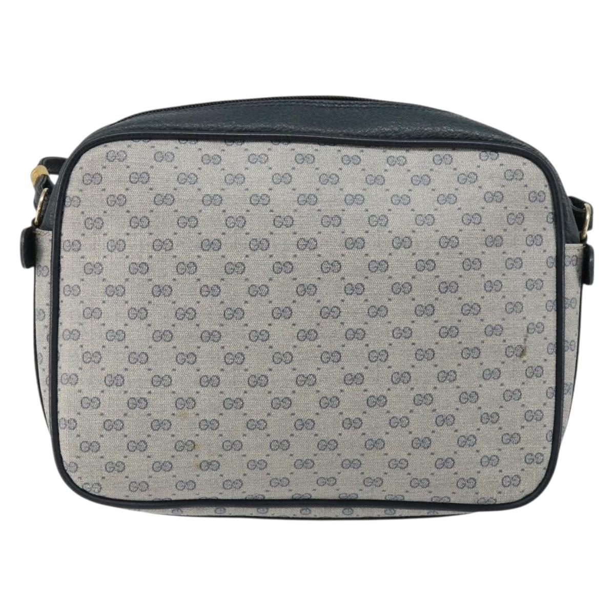 GUCCI Micro GG Canvas Shoulder Bag PVC Leather Navy Auth sw1590