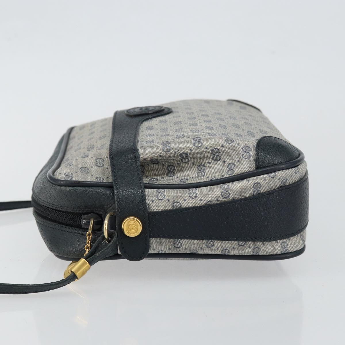 GUCCI Micro GG Canvas Shoulder Bag PVC Leather Navy Auth sw1590