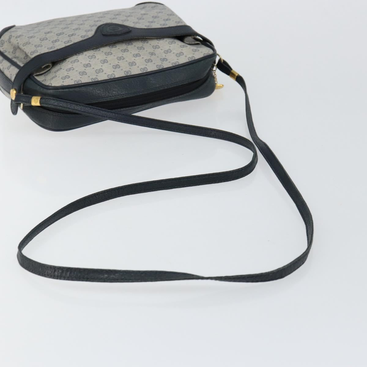GUCCI Micro GG Canvas Shoulder Bag PVC Leather Navy Auth sw1590