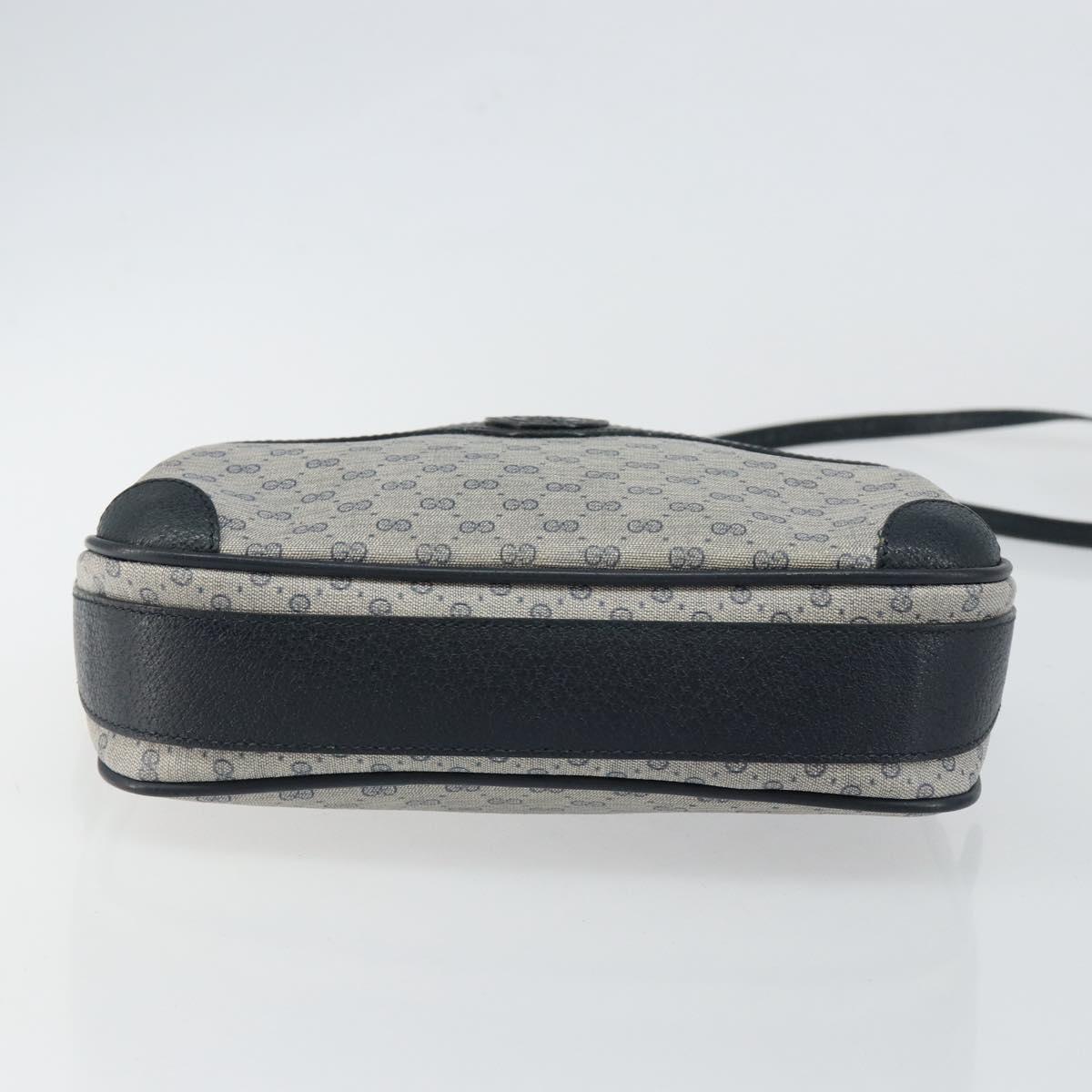 GUCCI Micro GG Canvas Shoulder Bag PVC Leather Navy Auth sw1590