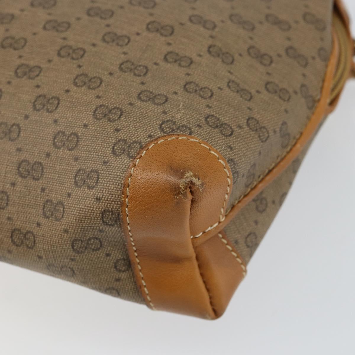 GUCCI Micro GG Canvas Shoulder Bag PVC Leather Brown Auth sw1591