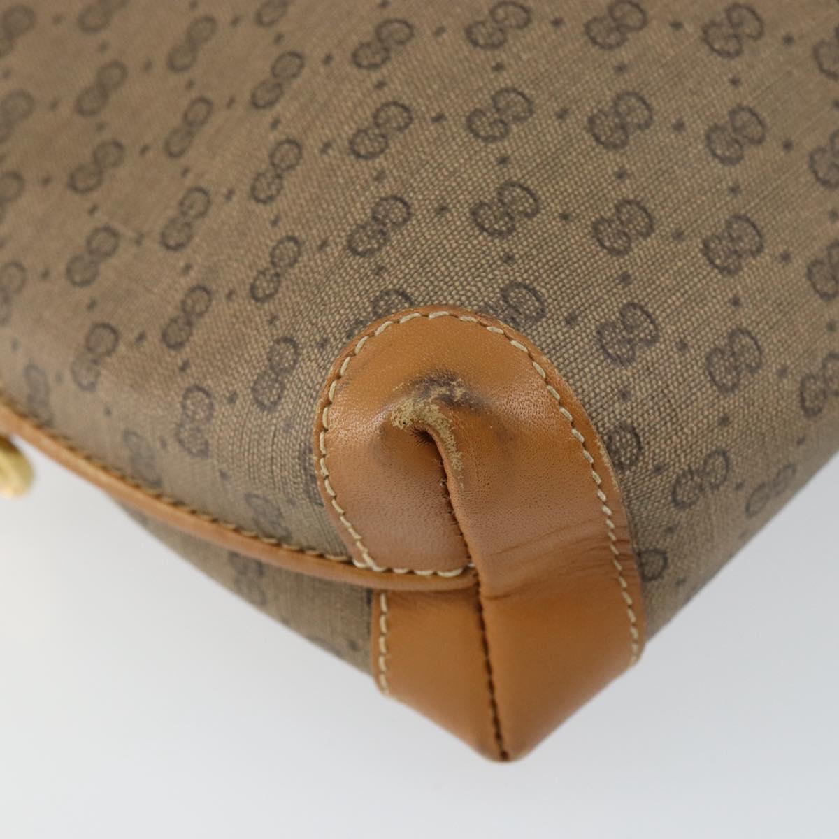 GUCCI Micro GG Canvas Shoulder Bag PVC Leather Brown Auth sw1591