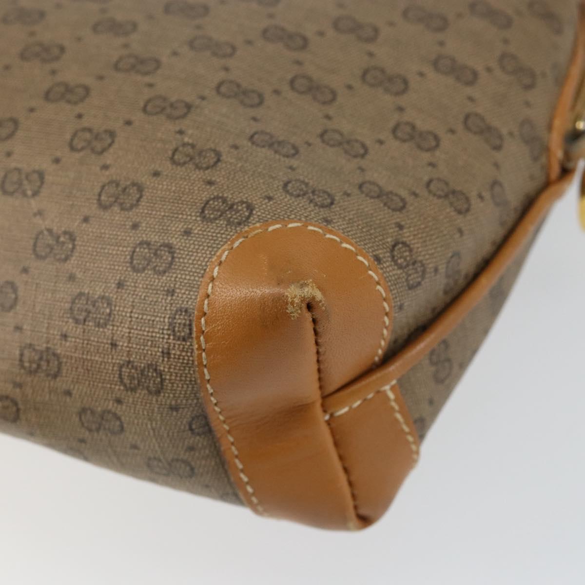 GUCCI Micro GG Canvas Shoulder Bag PVC Leather Brown Auth sw1591