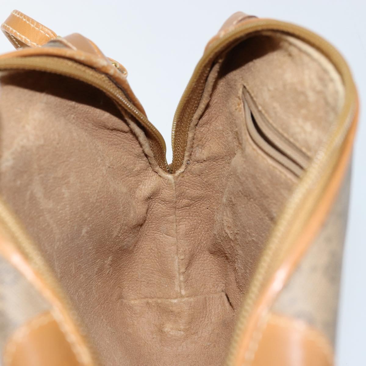 GUCCI Micro GG Canvas Shoulder Bag PVC Leather Brown Auth sw1591