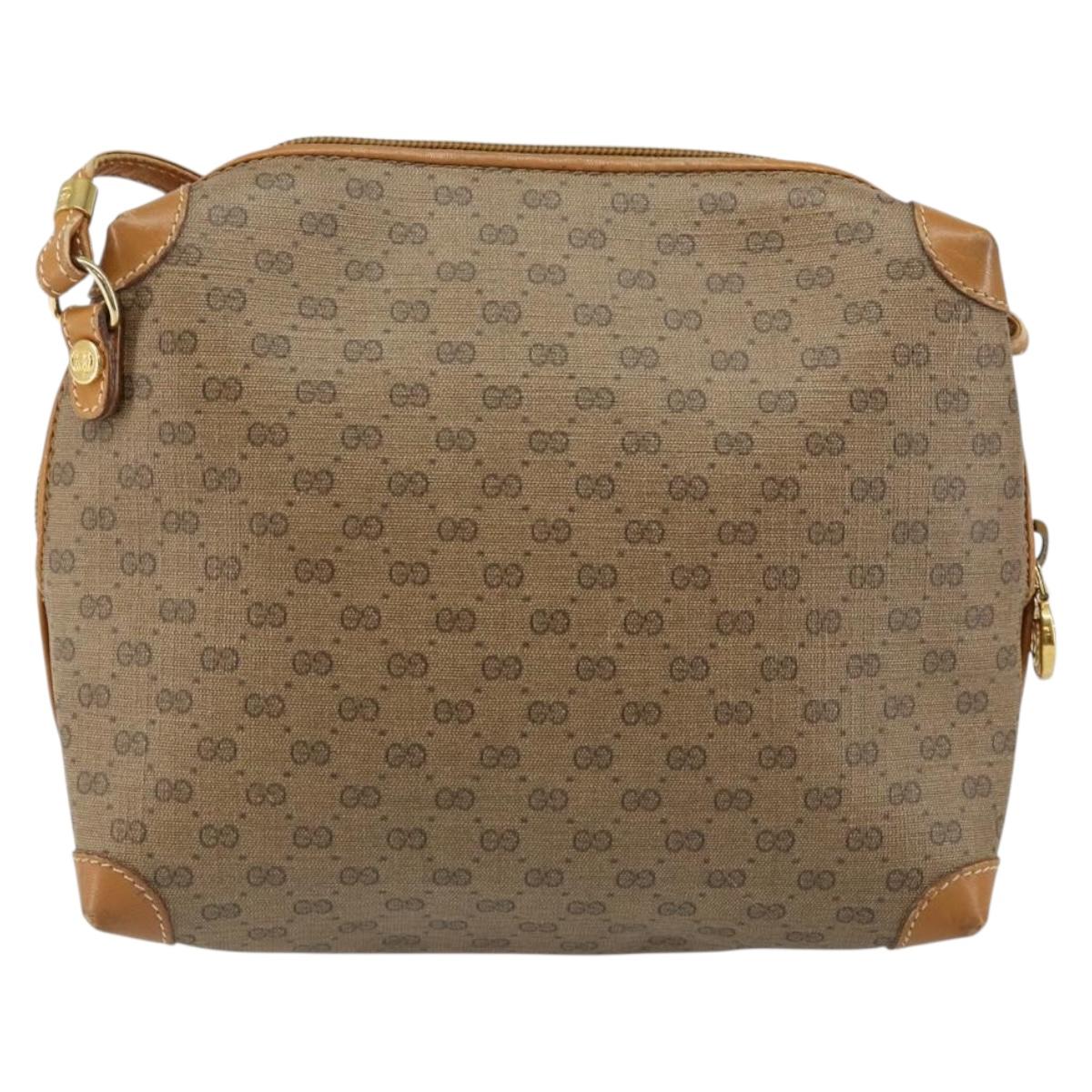 GUCCI Micro GG Canvas Shoulder Bag PVC Leather Brown Auth sw1591