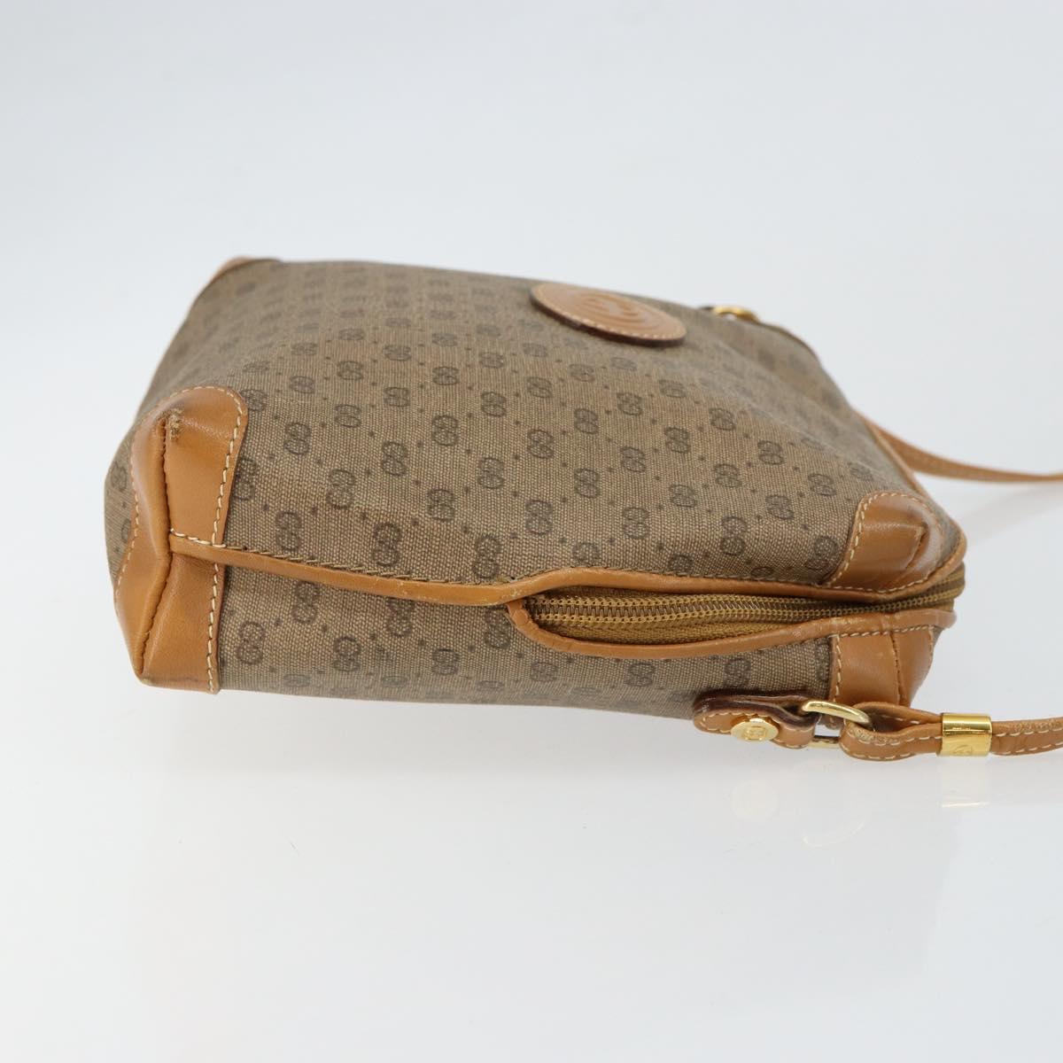 GUCCI Micro GG Canvas Shoulder Bag PVC Leather Brown Auth sw1591