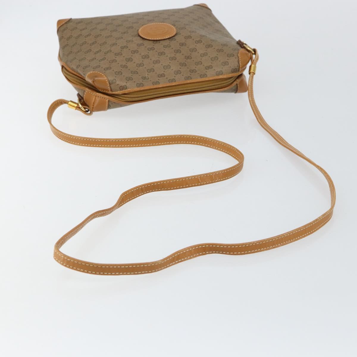 GUCCI Micro GG Canvas Shoulder Bag PVC Leather Brown Auth sw1591