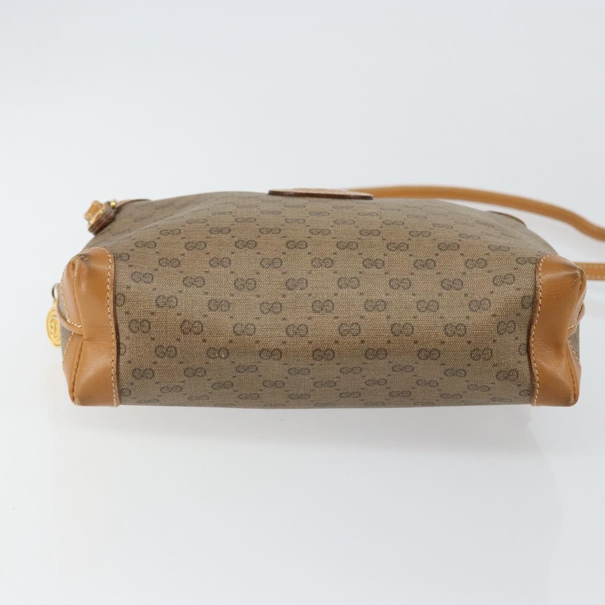 GUCCI Micro GG Canvas Shoulder Bag PVC Leather Brown Auth sw1591