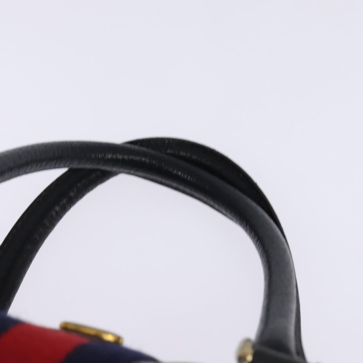 GUCCI GG Supreme Sherry Line Boston Bag PVC Navy Gold 69 02 006 Auth sw1592