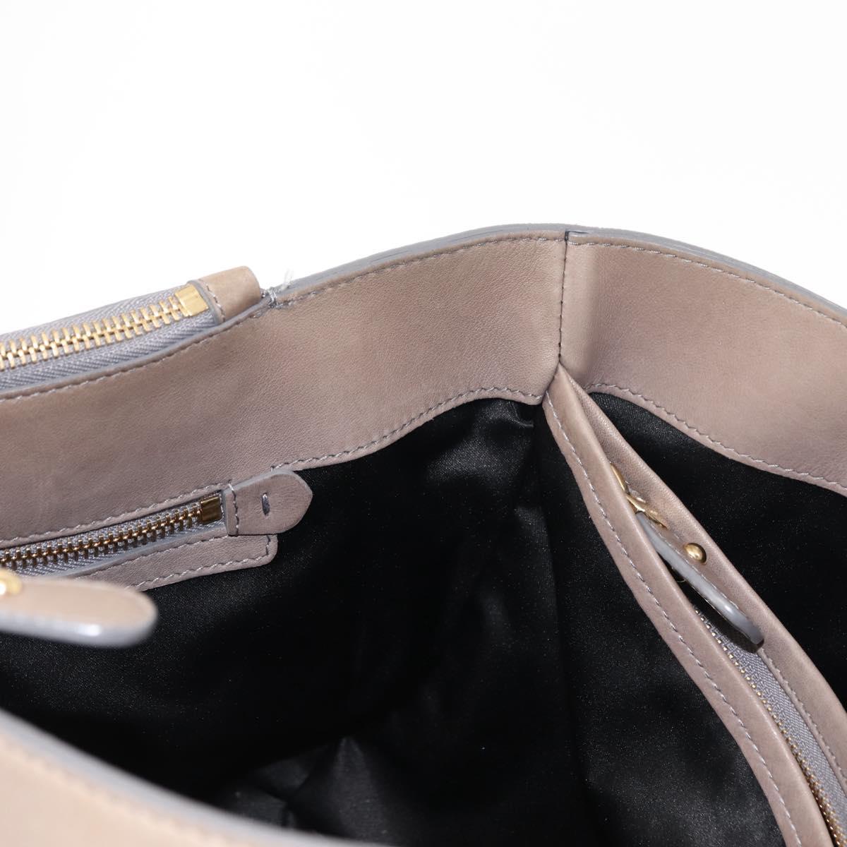 Salvatore Ferragamo Gancini Hand Bag Leather 2way Beige Gold Auth sw1593