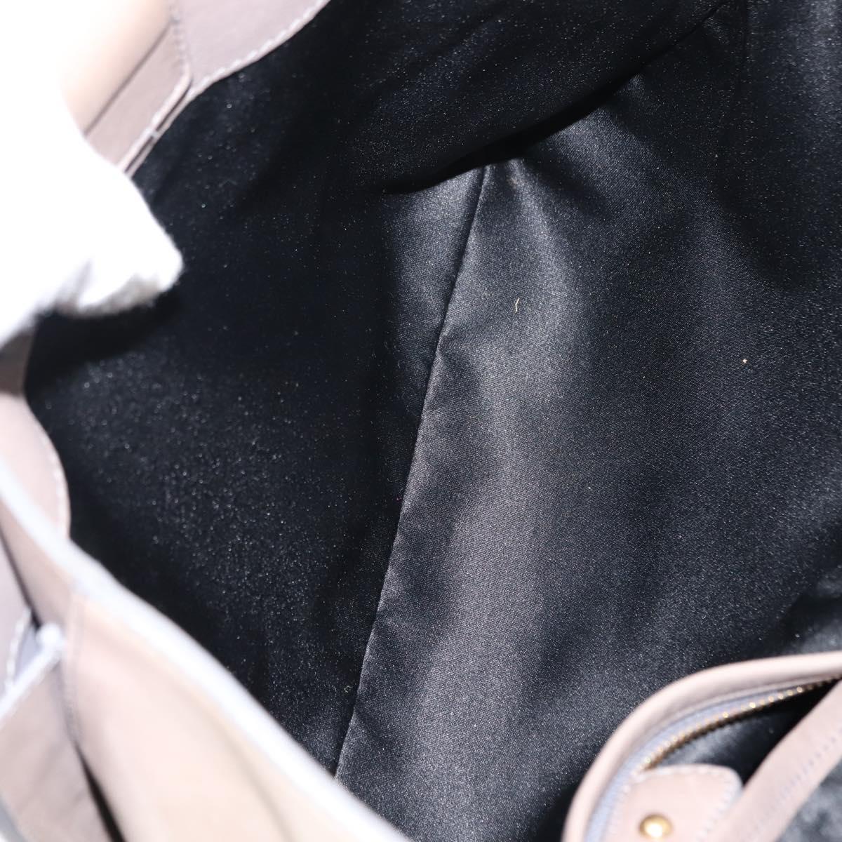 Salvatore Ferragamo Gancini Hand Bag Leather 2way Beige Gold Auth sw1593