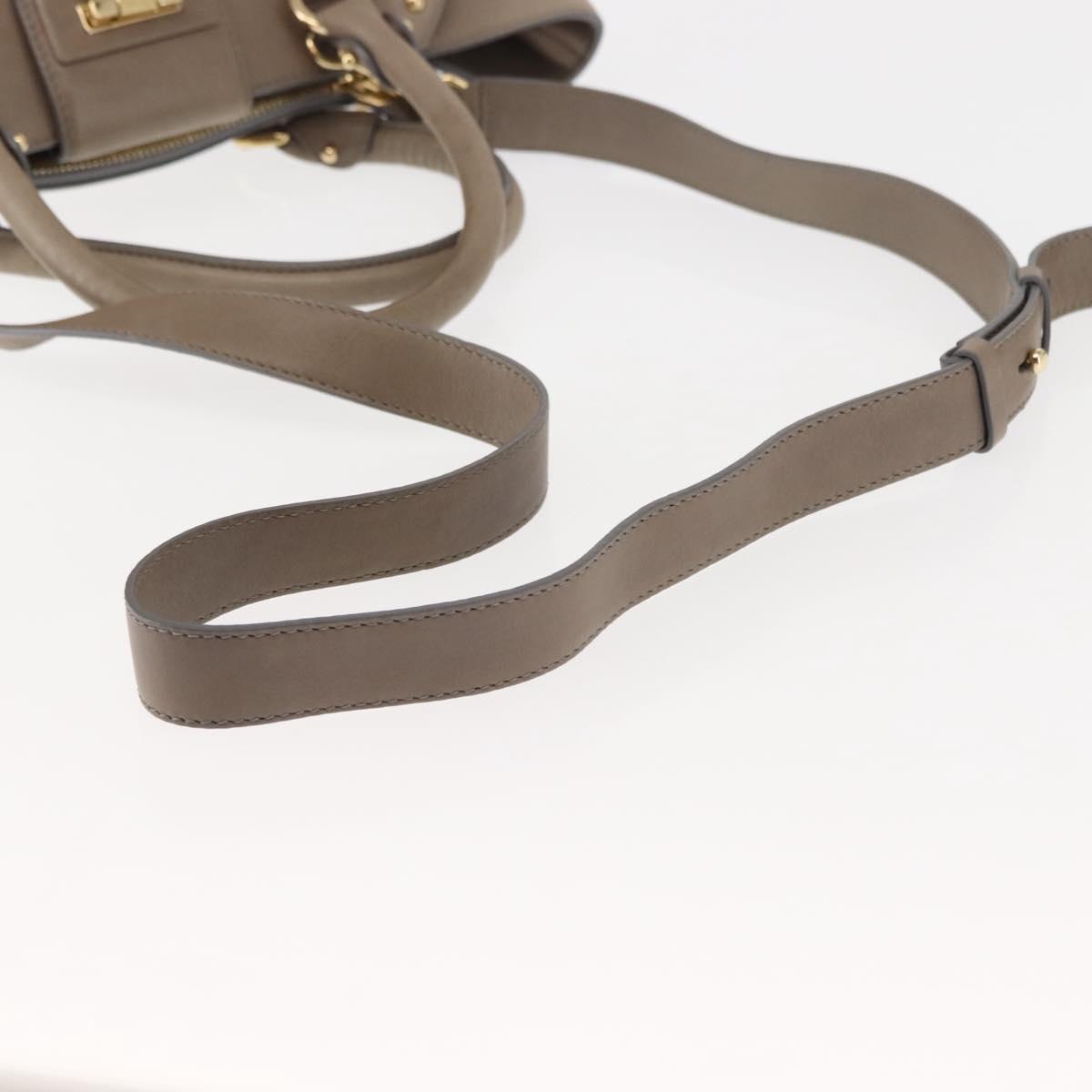 Salvatore Ferragamo Gancini Hand Bag Leather 2way Beige Gold Auth sw1593