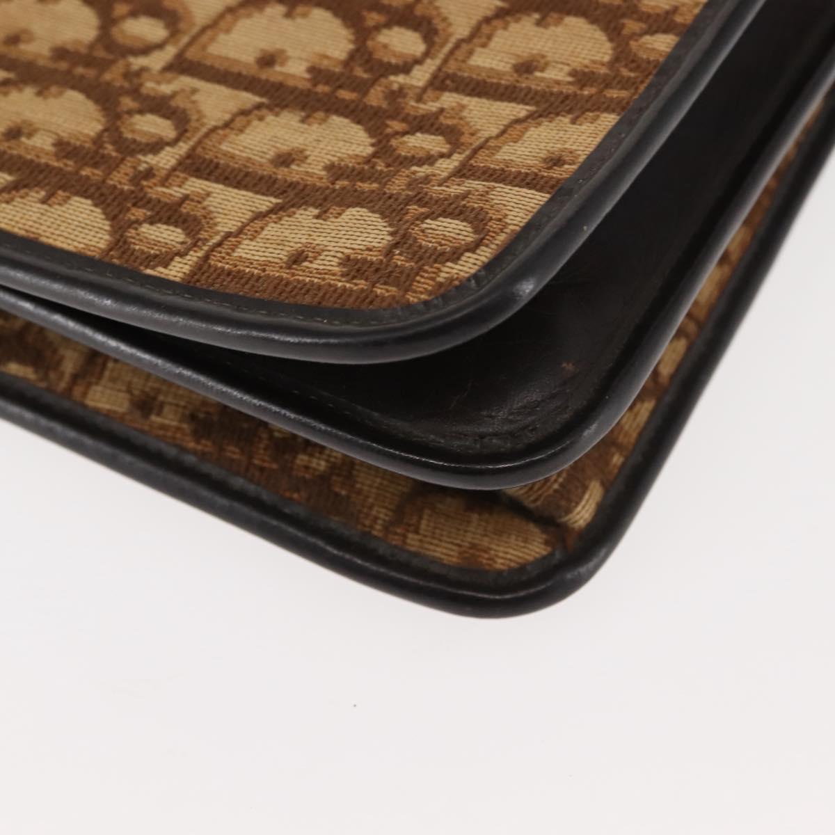 Christian Dior Trotter Canvas Chain Shoulder Bag Brown Auth sw1595