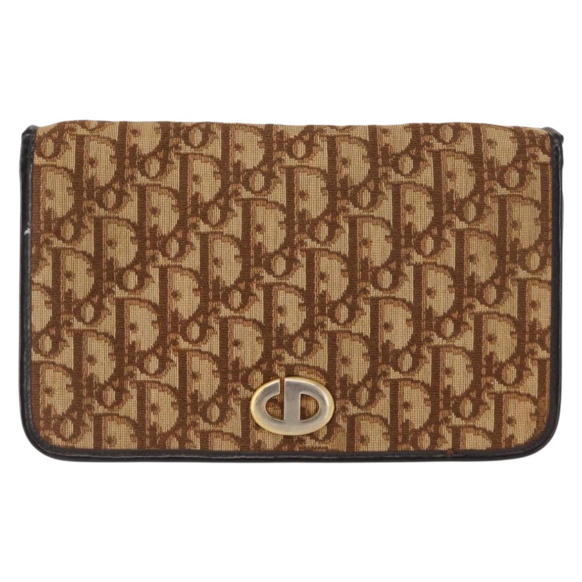 Christian Dior Trotter Canvas Chain Shoulder Bag Brown Auth sw1595