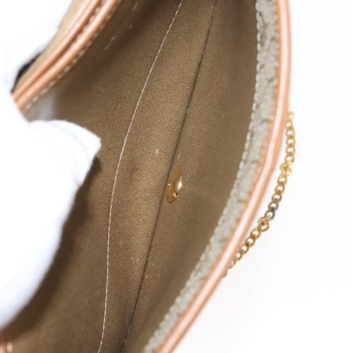 Christian Dior Honeycomb Canvas Chain Shoulder Bag PVC Leather Beige Auth sw1596