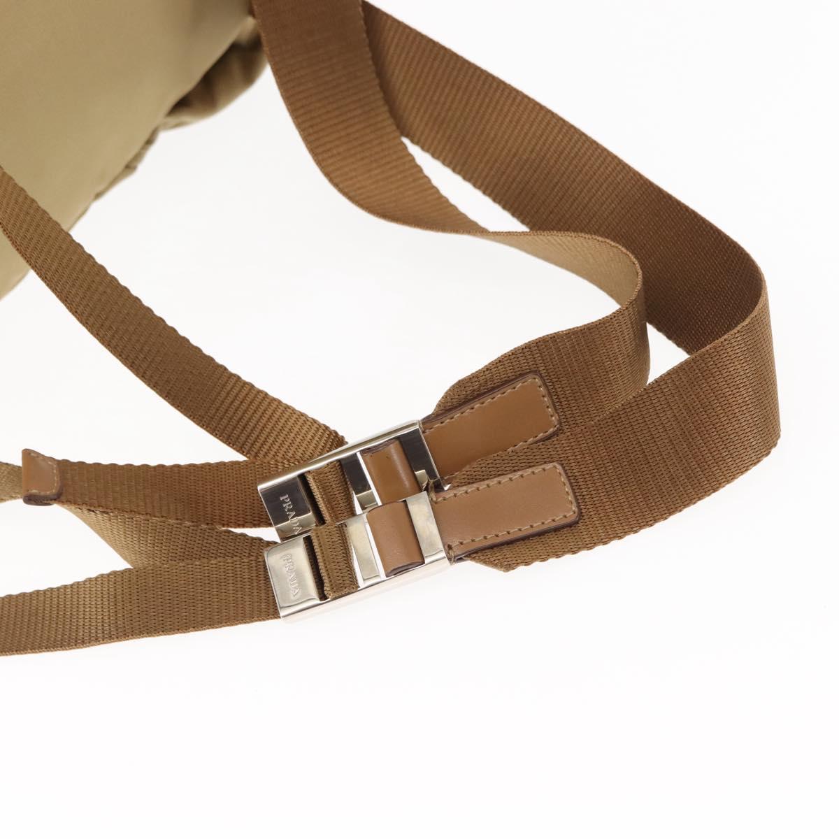 PRADA Backpack Nylon Beige Silver Auth sw1597