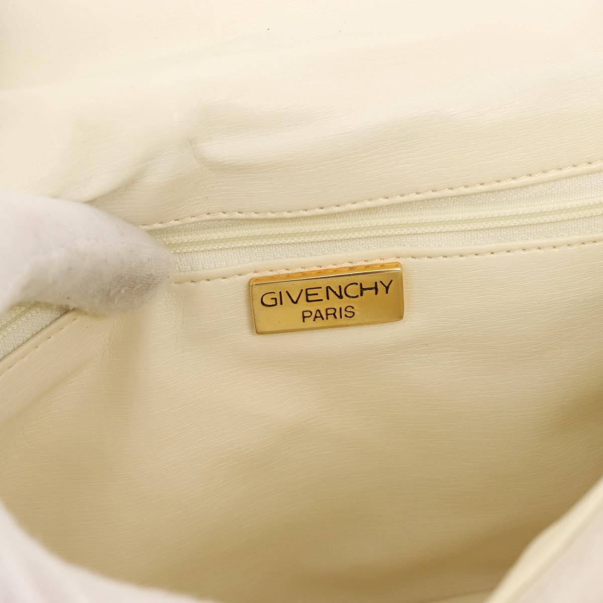 GIVENCHY Chain Shoulder Bag Leather White Auth sw1598