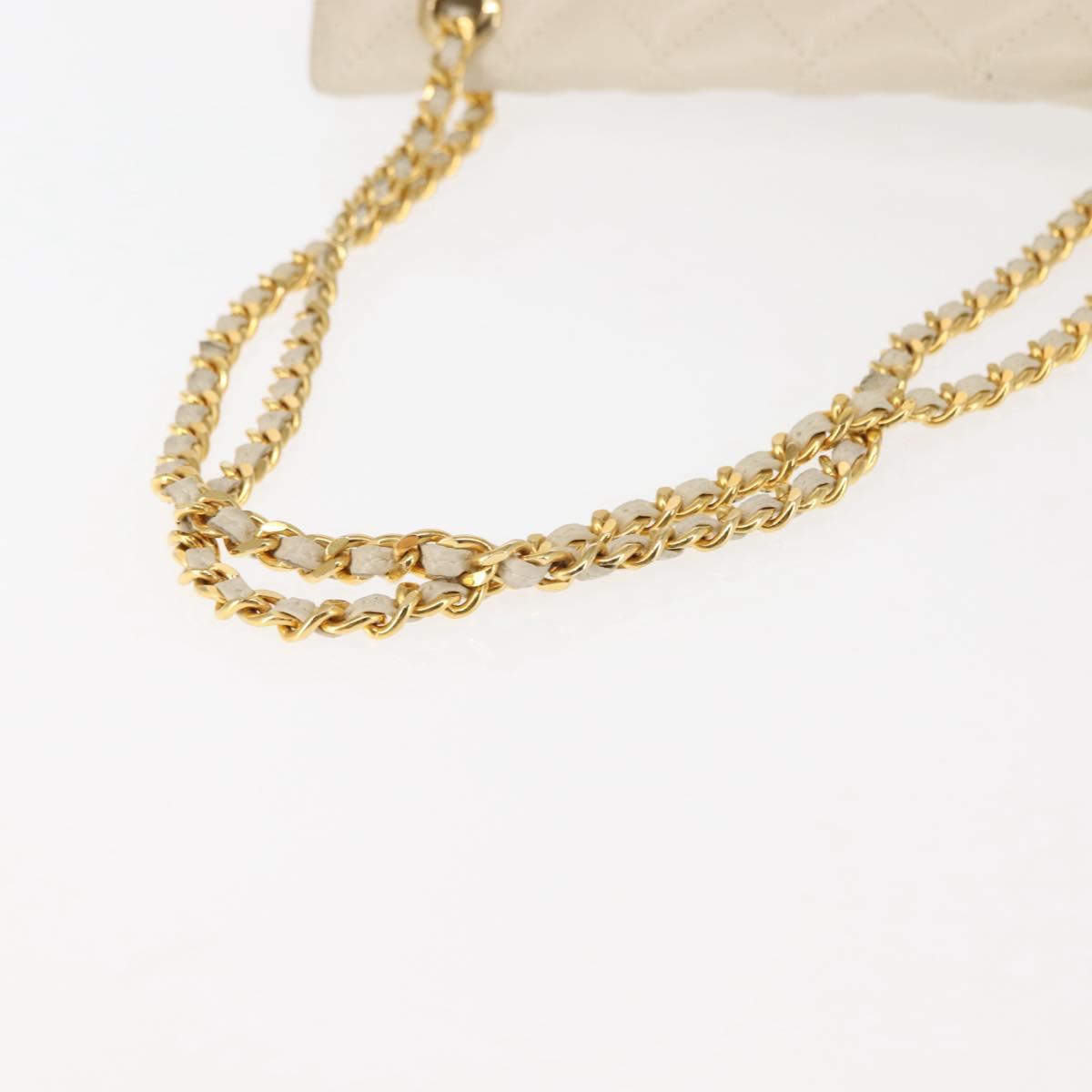 GIVENCHY Chain Shoulder Bag Leather White Auth sw1598