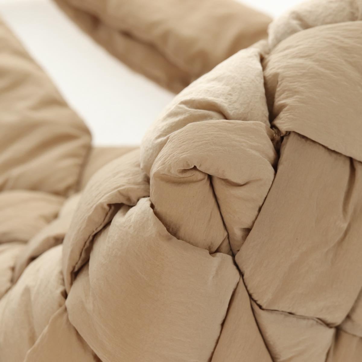 BOTTEGA VENETA Cassette Padded INTRECCIATO Bag Nylon Beige 670207 Auth sw1603M