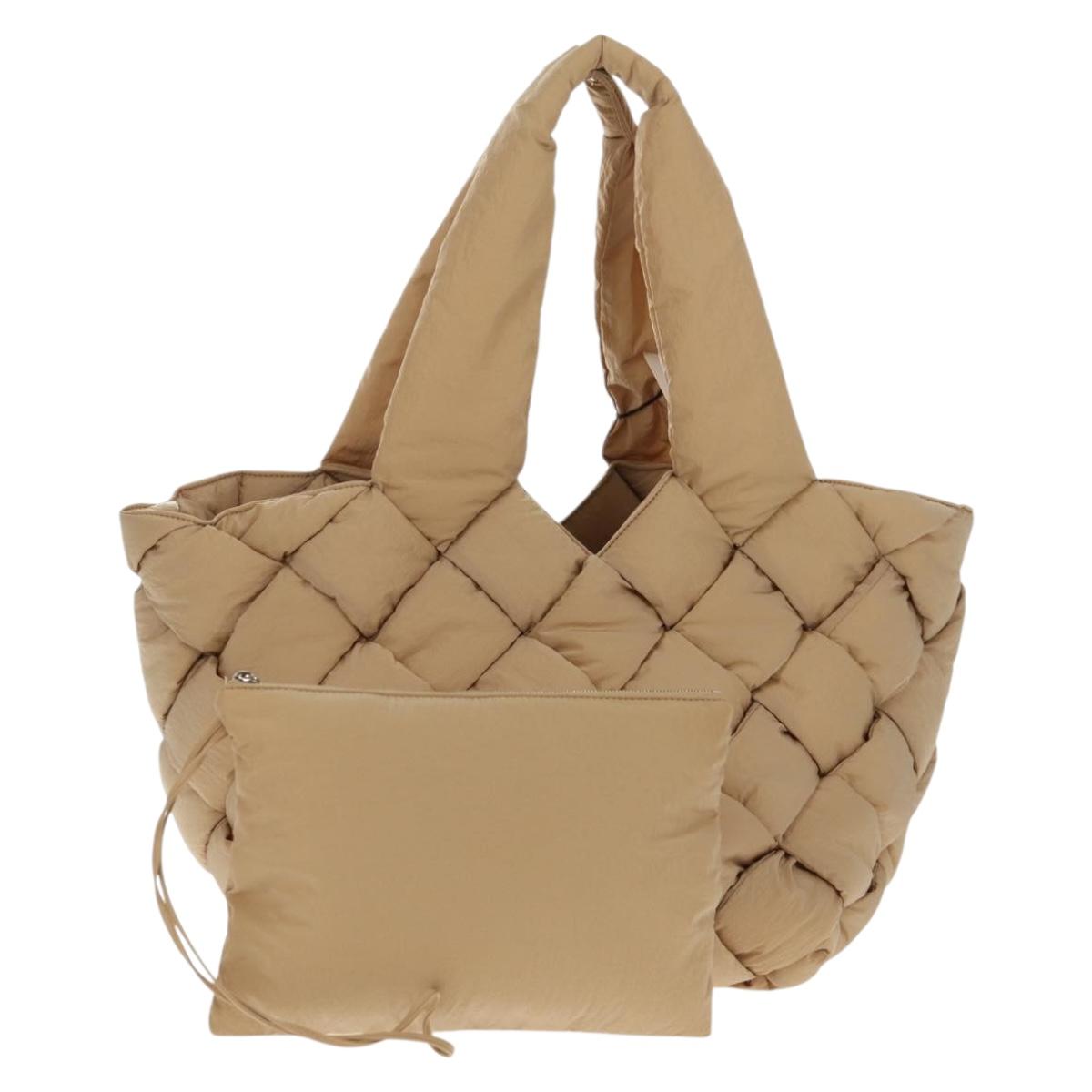 BOTTEGA VENETA Cassette Padded INTRECCIATO Bag Nylon Beige 670207 Auth sw1603M