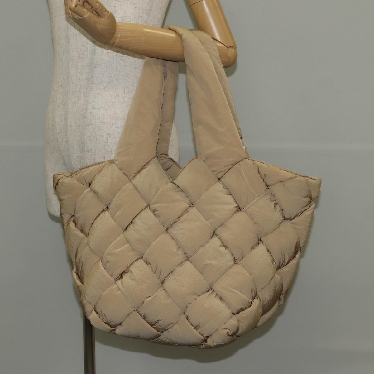 BOTTEGA VENETA Cassette Padded INTRECCIATO Bag Nylon Beige 670207 Auth sw1603M