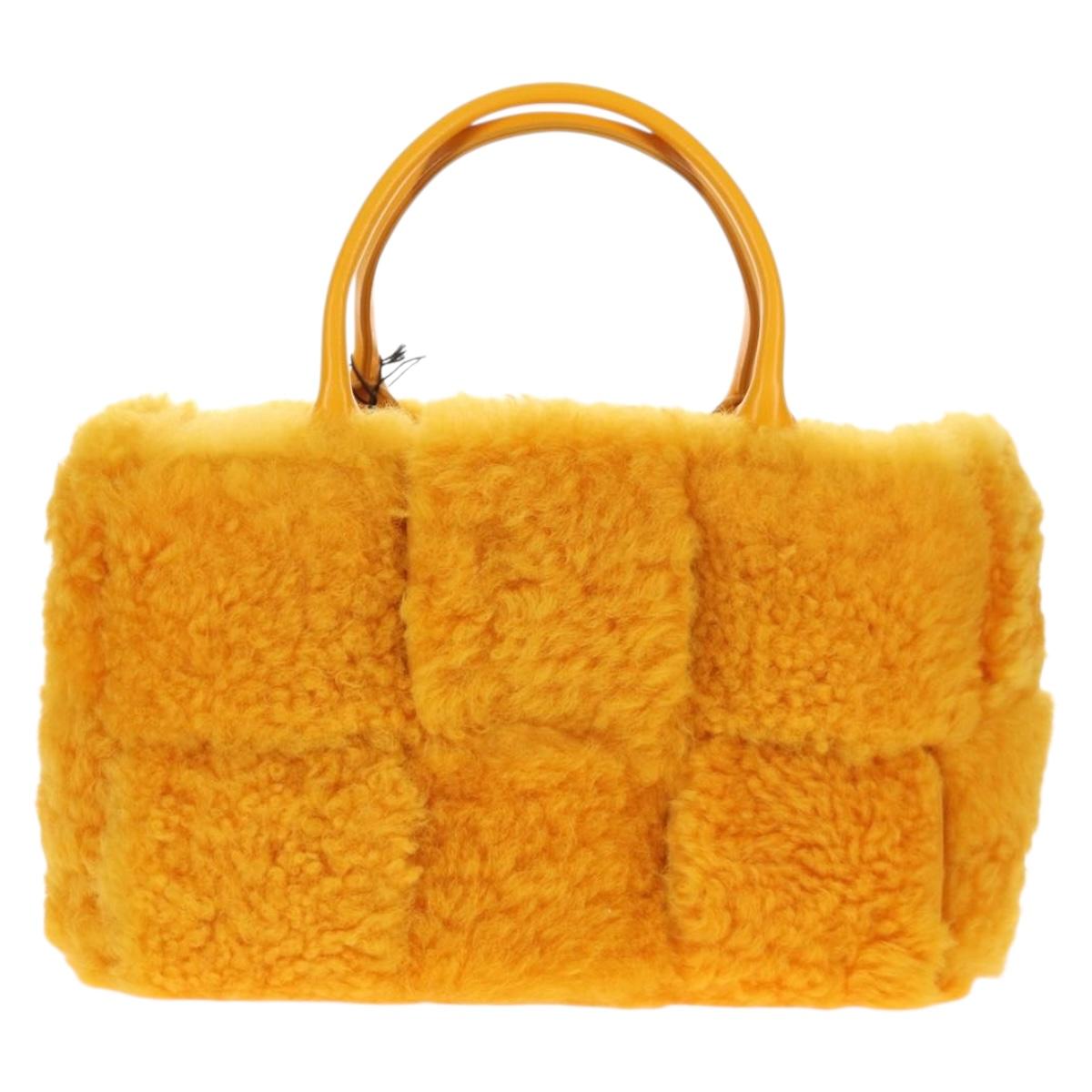 BOTTEGA VENETA MAXI INTRECCIATO The Alco Bag Mouton Yellow 652867 Auth sw1604M