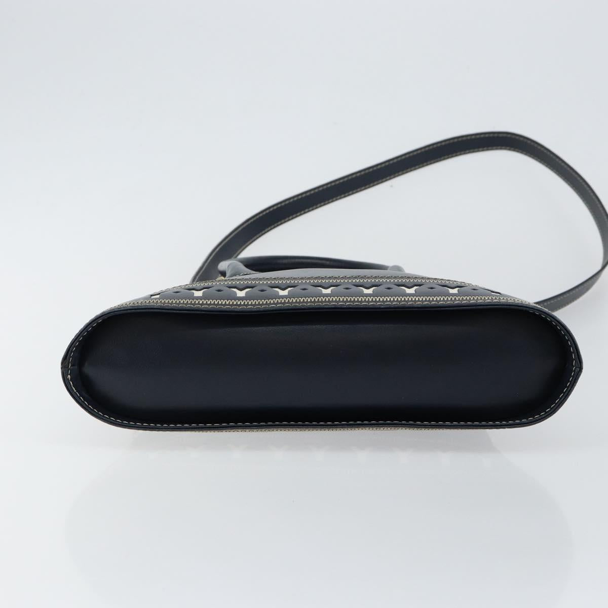 SAINT LAURENT Y Motif Hand Bag Leather 2way Navy Gold Auth sw1605