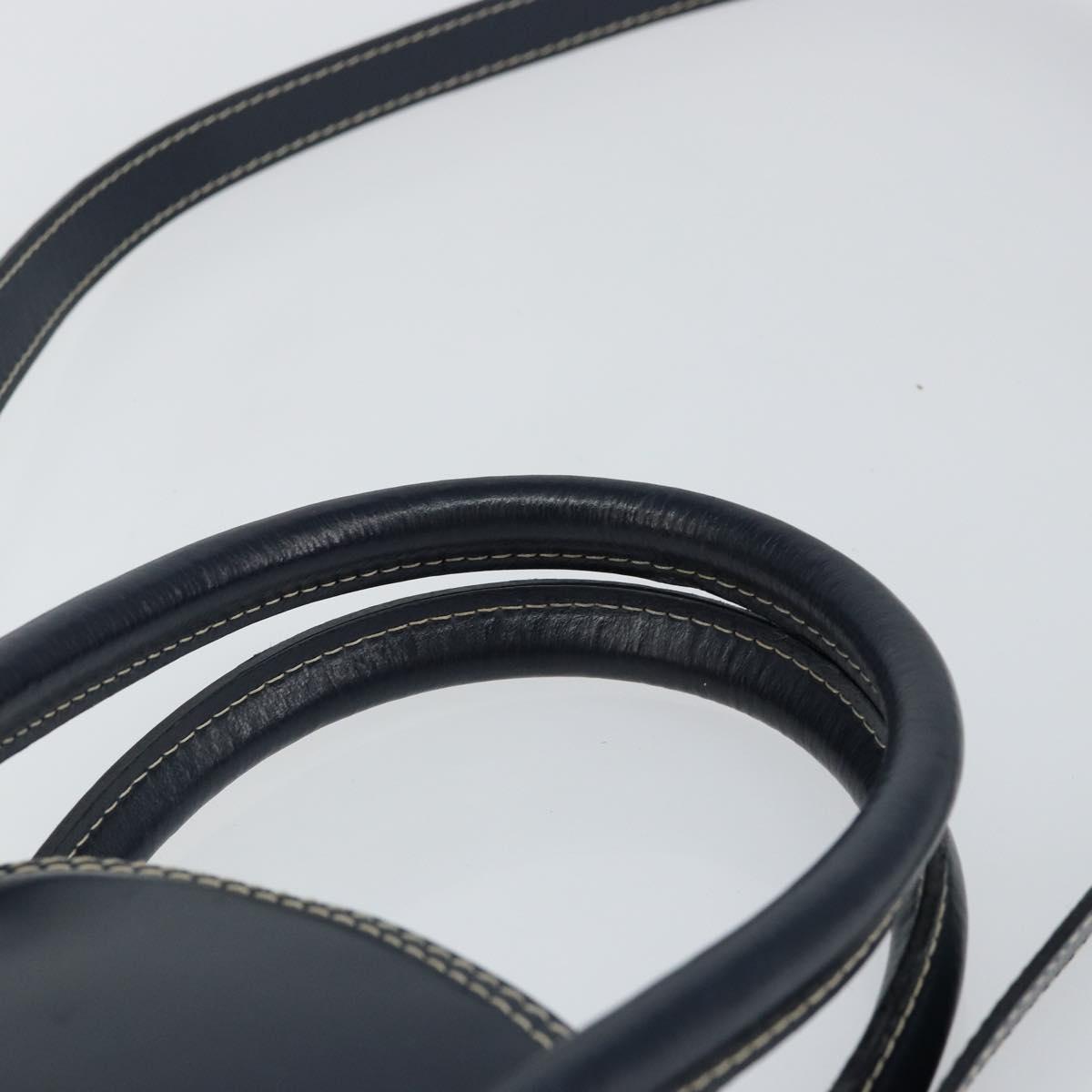 SAINT LAURENT Y Motif Hand Bag Leather 2way Navy Gold Auth sw1605