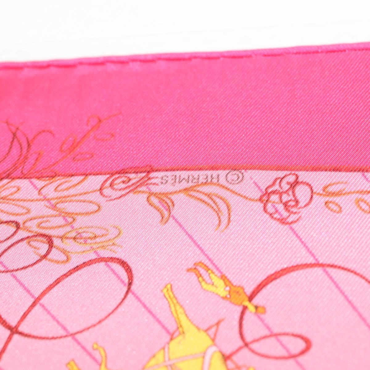 HERMES Carre 40 Scarf ""Effluves"" Silk Fuchsia Auth sw1608