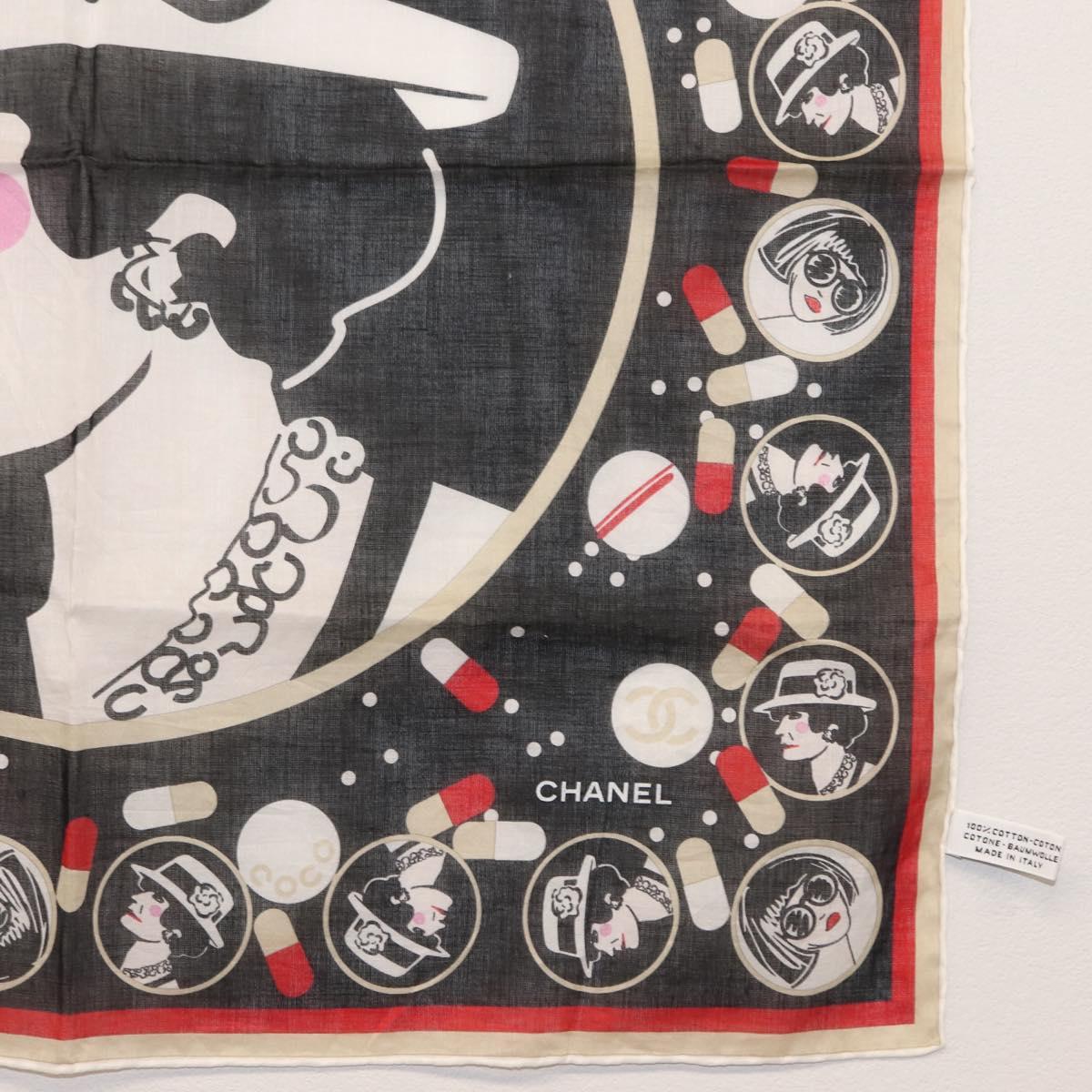CHANEL COCO Mark Scarf Cotton Black CC Auth sw1610