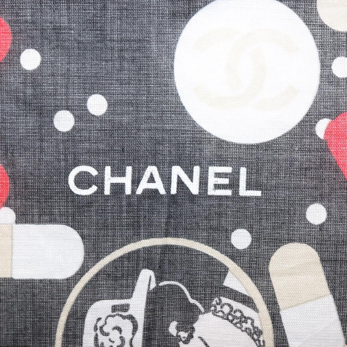 CHANEL COCO Mark Scarf Cotton Black CC Auth sw1610