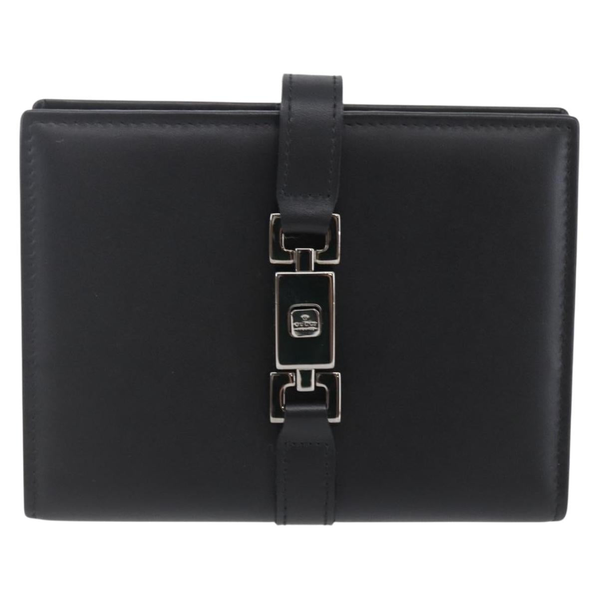 GUCCI Jackie Day Planner Cover Leather Black Silver 29966 1147 Auth sw1611