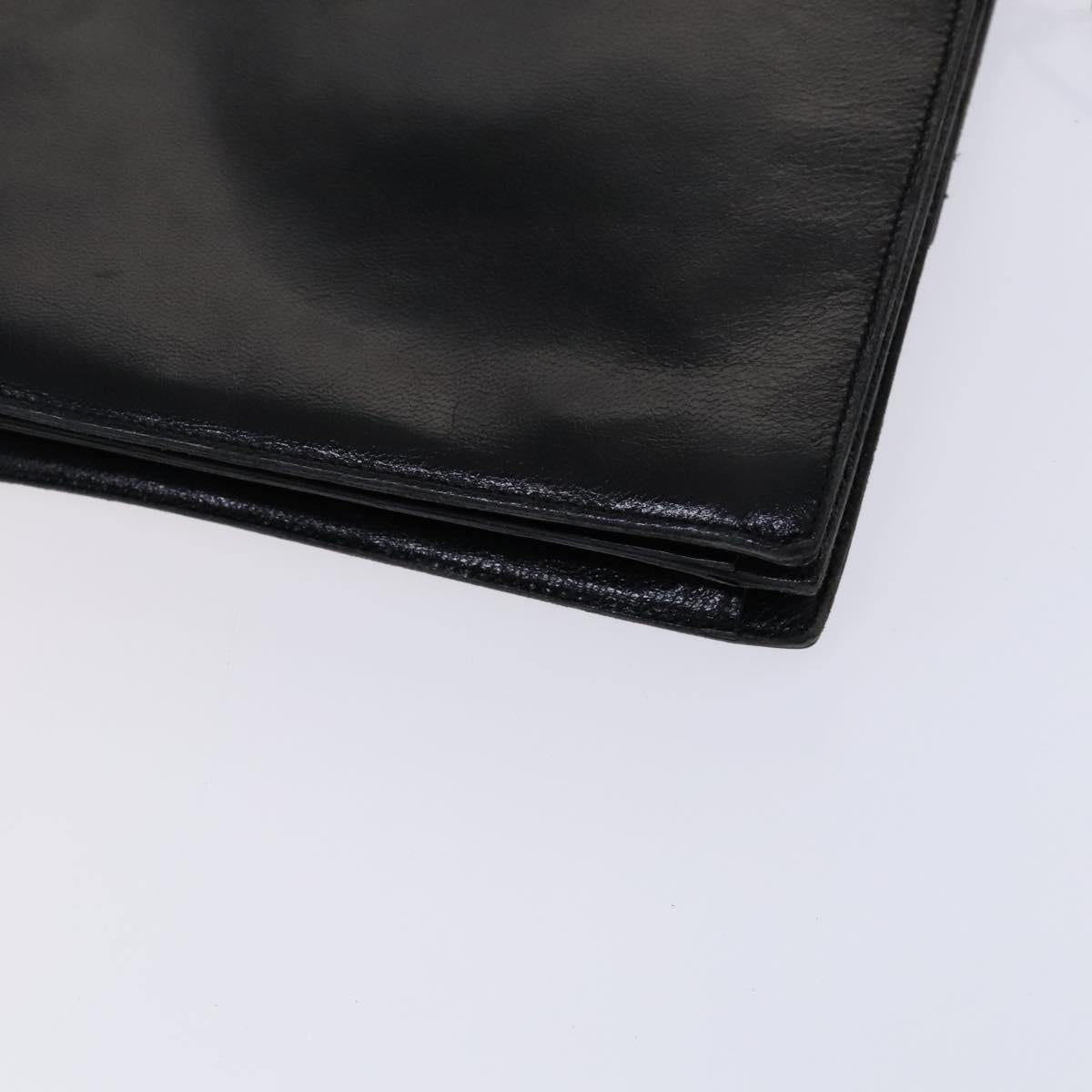 SAINT LAURENT Shoulder Bag Leather Embossed Black Auth sw162