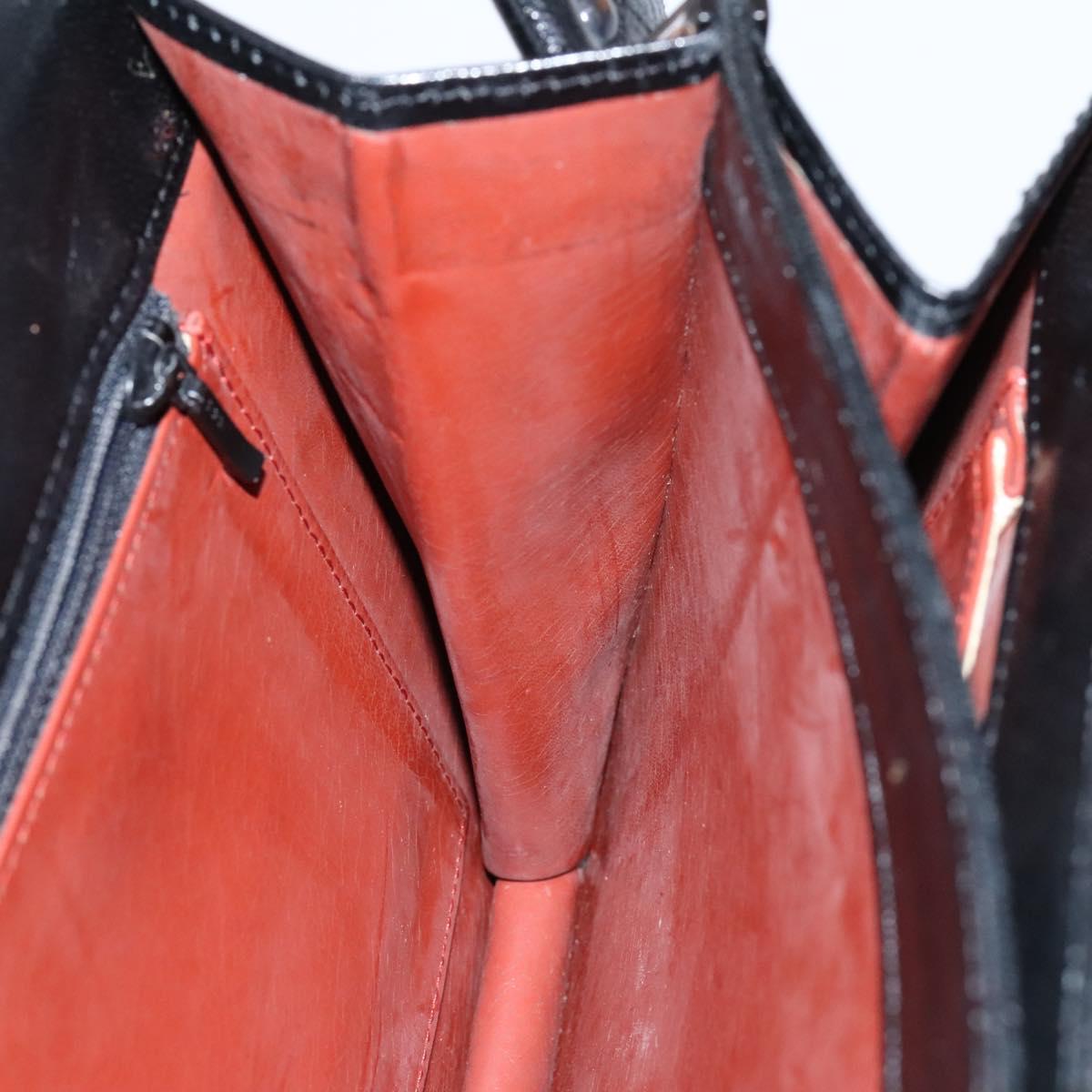 SAINT LAURENT Shoulder Bag Leather Embossed Black Auth sw162