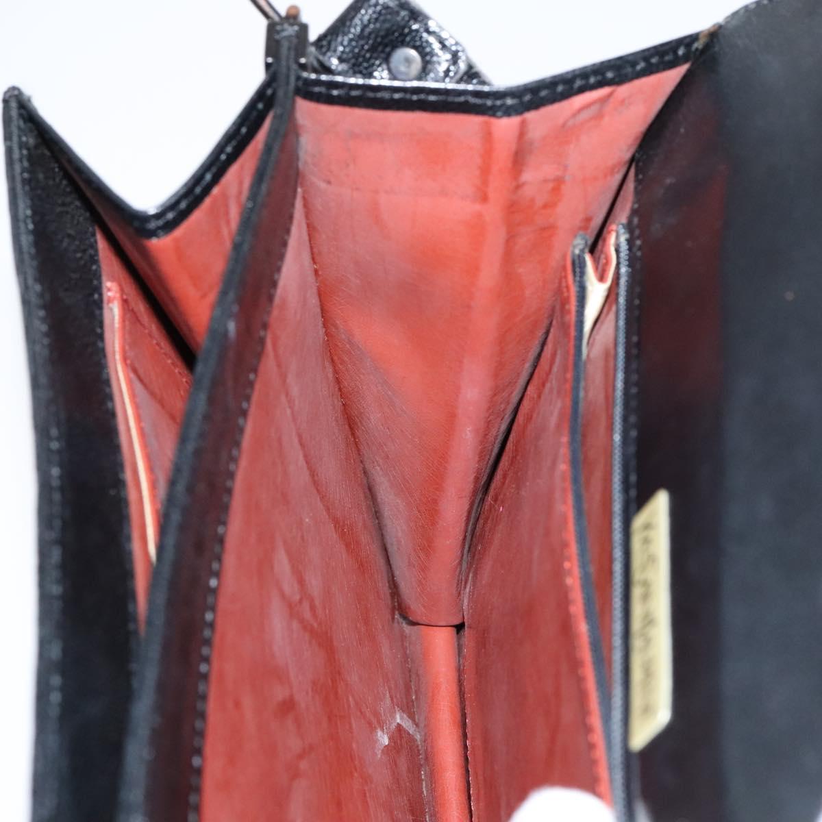 SAINT LAURENT Shoulder Bag Leather Embossed Black Auth sw162